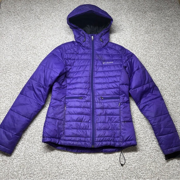 Columbia Jackets & Blazers - Women’s Columbia Vibrant Purple Powder Pillow Hybrid Hooded Puffer Jacket Size M